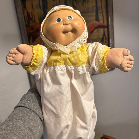 1985 Cabbage Patch Kids Baby Doll - Coleco Era, Blonde Hair, Green Eyes, Signed - Picture 1 of 13